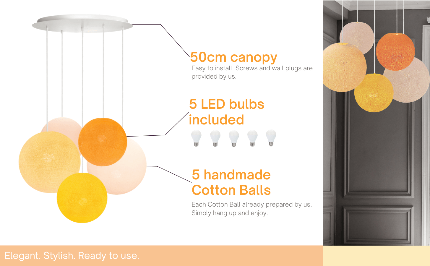 5-light Pendant Lamp 'Sunrise' - Overview